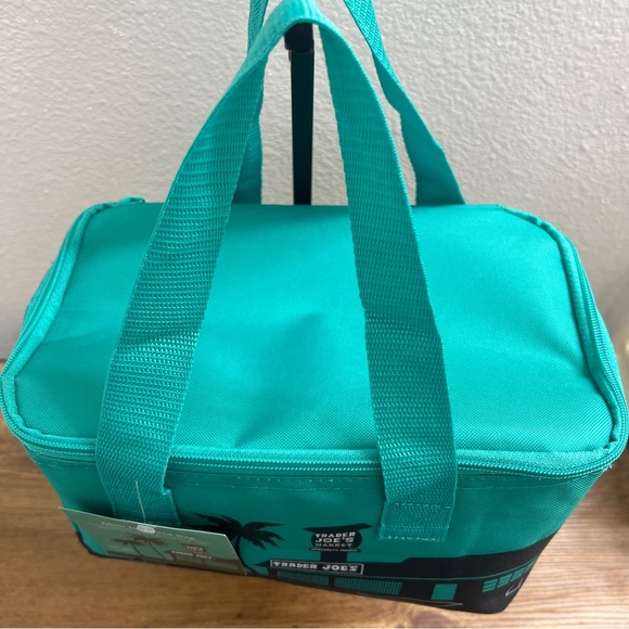 NWT Trader Joe’s Teal Blue Mini Insulated Tote Bag - Picture 3 of 5